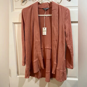 Simply Southern Women's Ribbed Open Cardigan Size S SS GATHERED CARDIGAN SUNSET